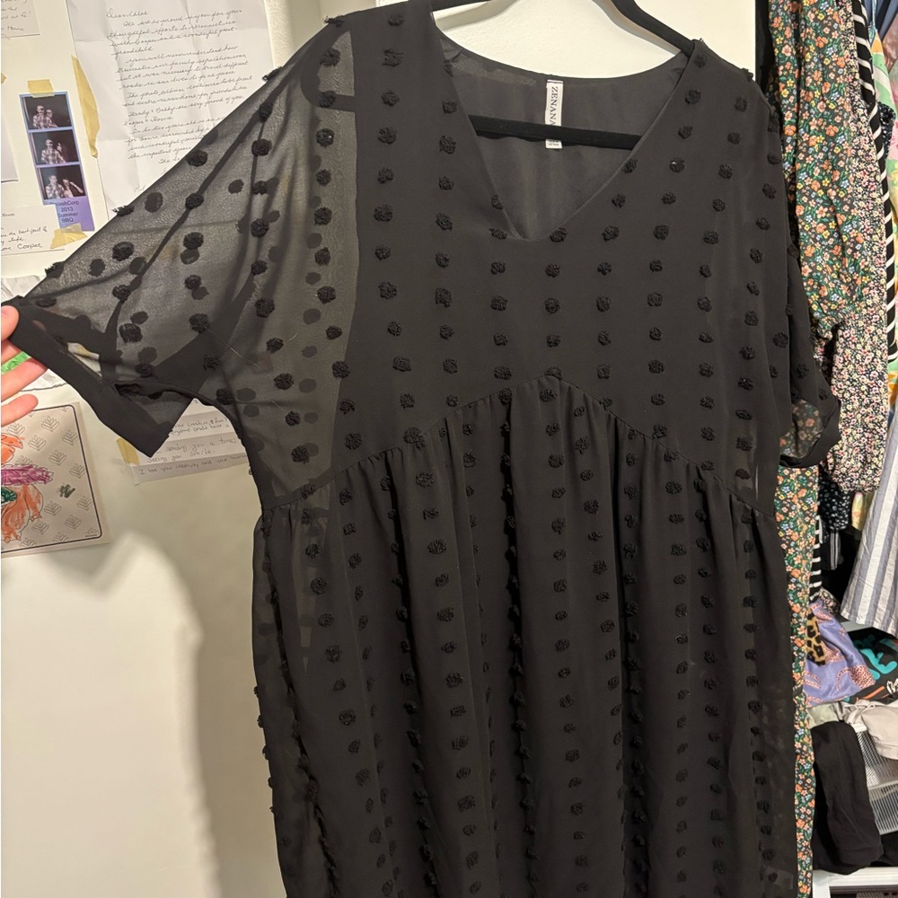 Zenana Outfitters Black V-Neck 3/4 Sleeve Sundress